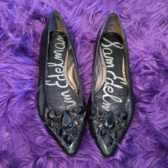 Sam Edelman Black Icelyn Jewelled Pointed Toe Flats Women’s Size 6 - Picture 1 of 5